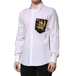 Dolce & Gabbana White Cotton MARTINI Long Sleeve Formal Shirt TSH906825-39