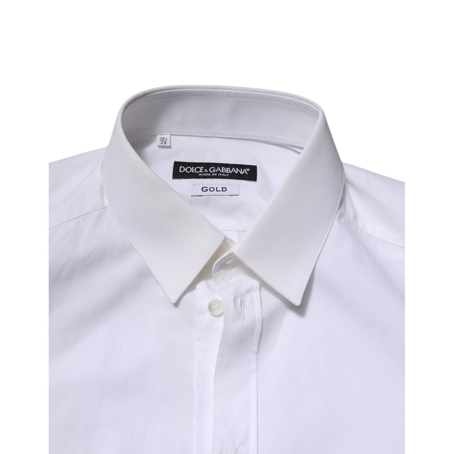 Dolce & Gabbana White Cotton GOLD Long Sleeves Formal Shirt