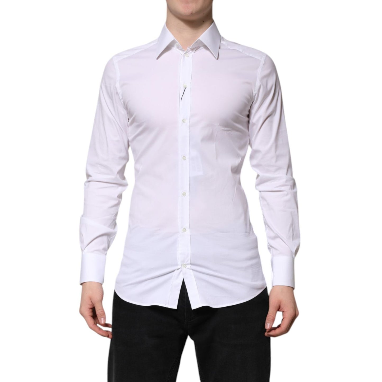 Dolce & Gabbana White Cotton GOLD Long Sleeves Formal Shirt TSH906841-38