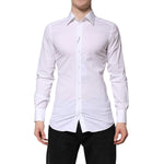Dolce & Gabbana White Cotton GOLD Long Sleeves Formal Shirt TSH906841-38