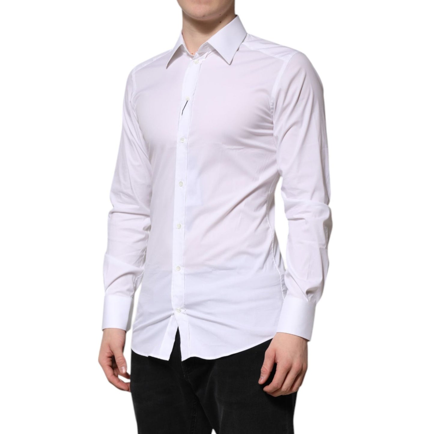 Dolce & Gabbana White Cotton GOLD Long Sleeves Formal Shirt TSH906841-38