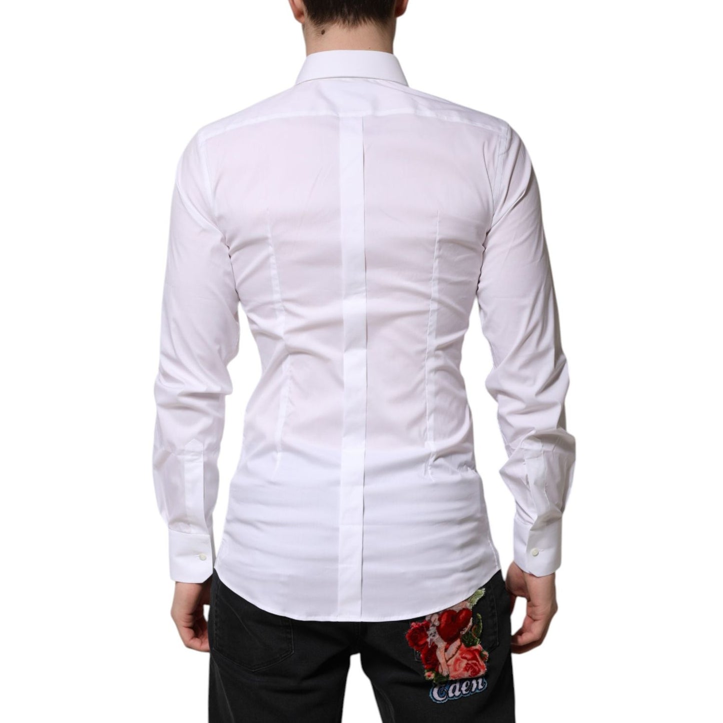 Dolce & Gabbana White Cotton GOLD Long Sleeves Formal Shirt TSH906841-38