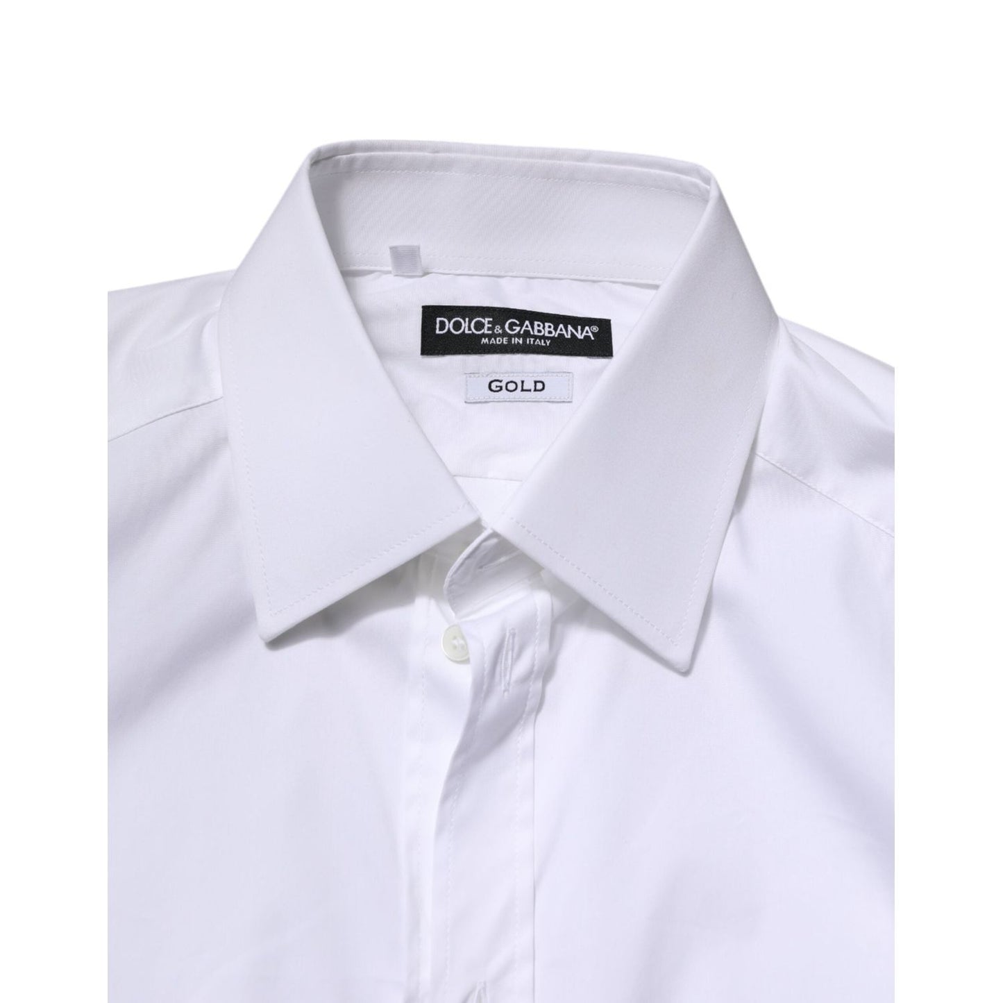 Dolce & Gabbana White Cotton GOLD Long Sleeves Formal Shirt TSH906841-38