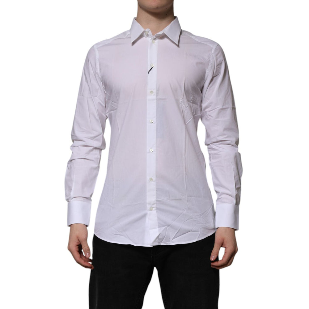 Dolce & Gabbana White Cotton GOLD Long Sleeves Formal Shirt TSH906842-40