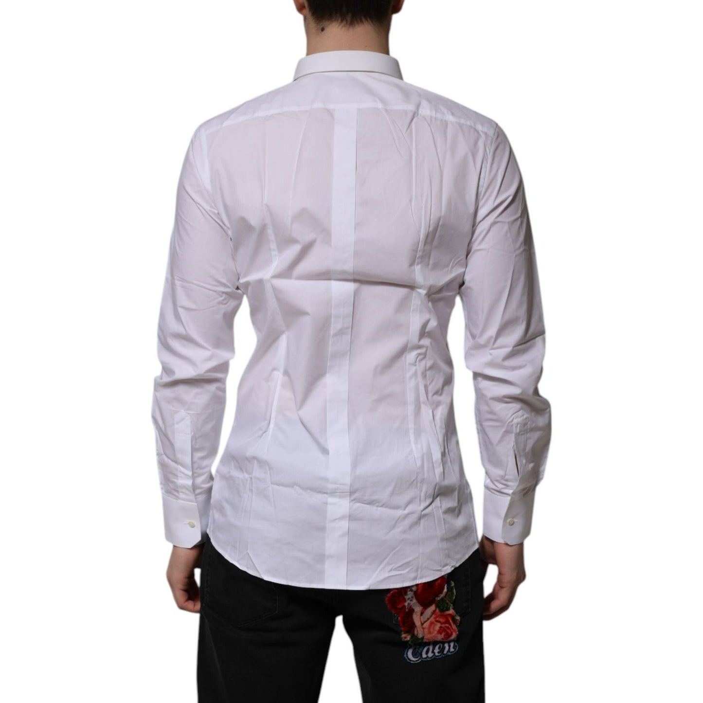 Dolce & Gabbana White Cotton GOLD Long Sleeves Formal Shirt