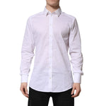 Dolce & Gabbana White Cotton GOLD Long Sleeves Formal Shirt