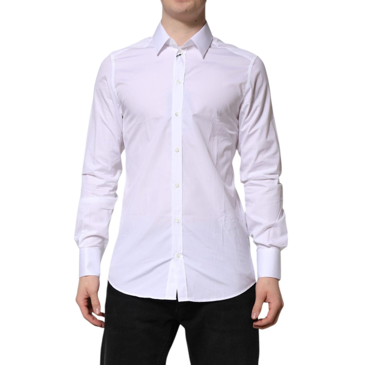 Dolce & Gabbana White GOLD Long Sleeves Dress Formal Shirt