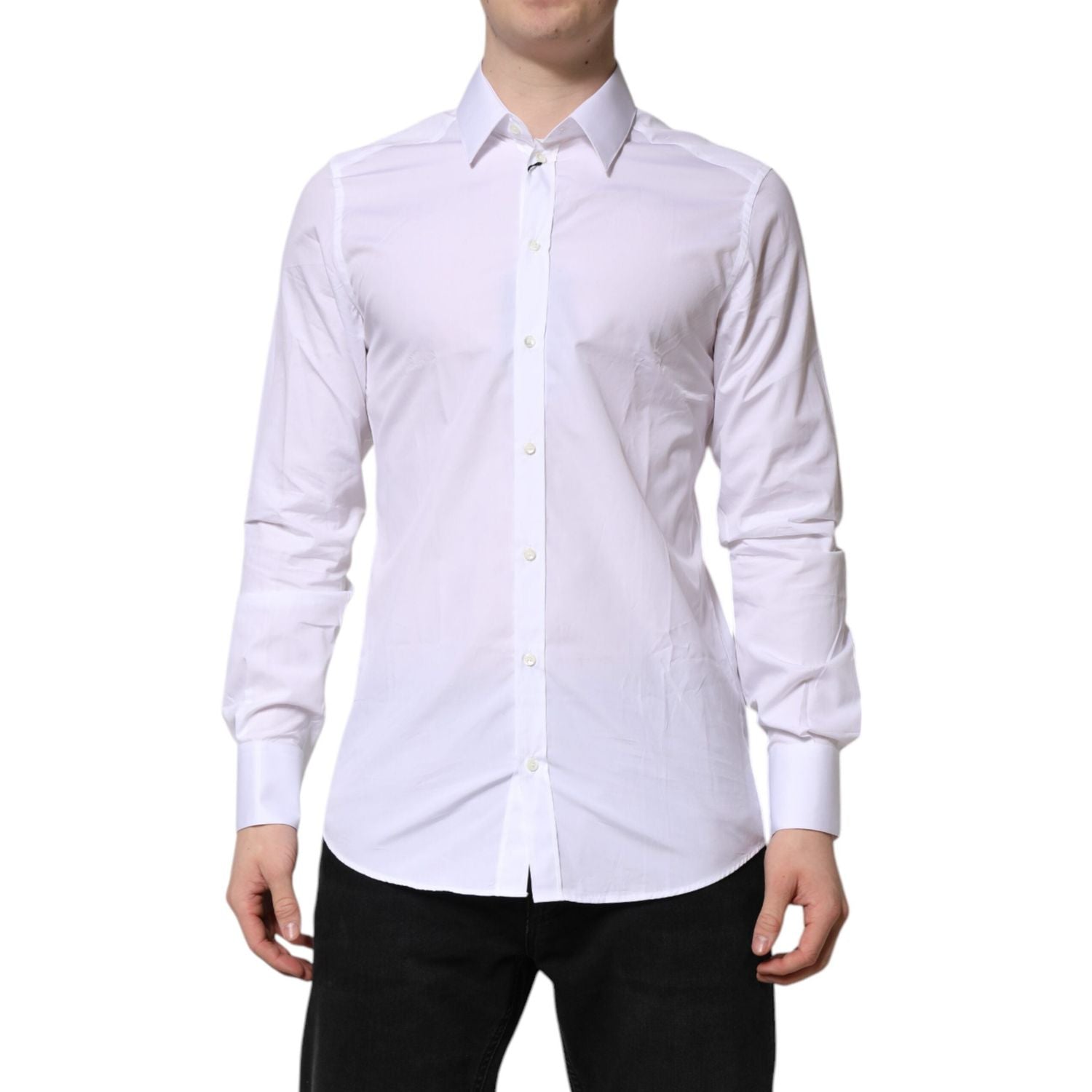 Dolce & Gabbana White GOLD Long Sleeves Dress Formal Shirt
