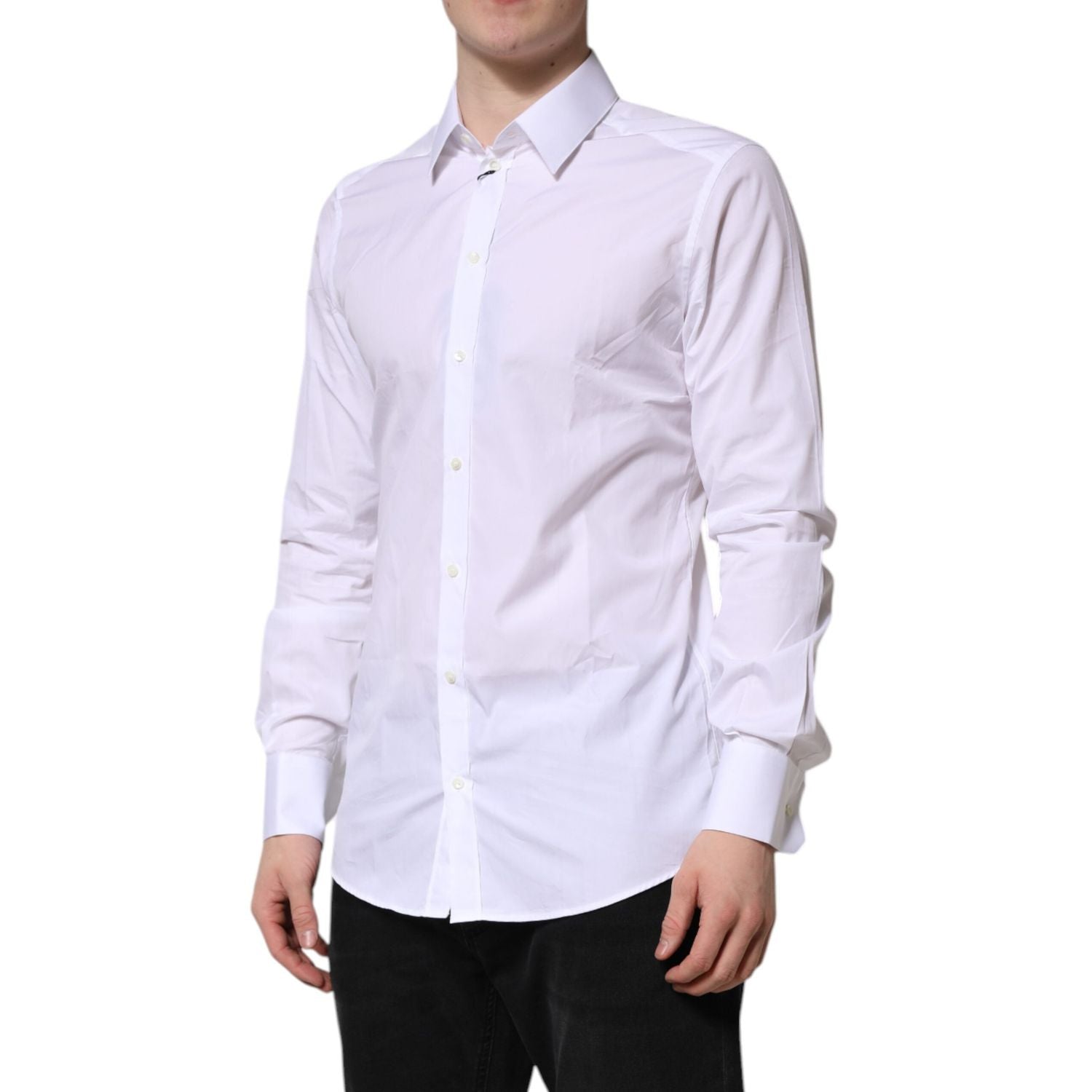 Dolce & Gabbana White GOLD Long Sleeves Dress Formal Shirt
