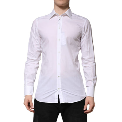 Dolce & Gabbana White GOLD Long Sleeves Dress Men Formal Shirt
