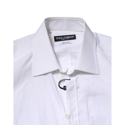 Dolce & Gabbana White GOLD Long Sleeves Dress Men Formal Shirt