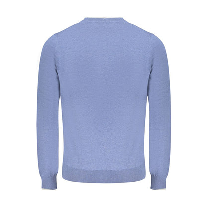 Back view of North Sails Blue Cotton Men Sweater with premium cotton and bold class design.
