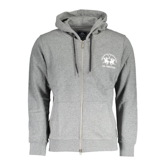 La Martina Gray Cotton Men Sweater LA-17151-L