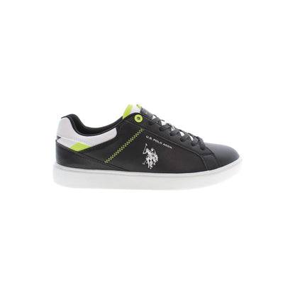 U.S. POLO ASSN. Black Polyester Men Sneaker with logo, sleek design, and contrast details for urban style.