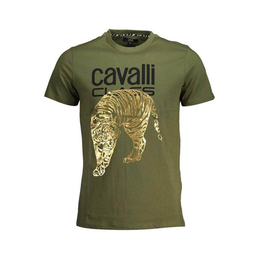 Cavalli Class Green Cotton Men T-Shirt CA-37645-L