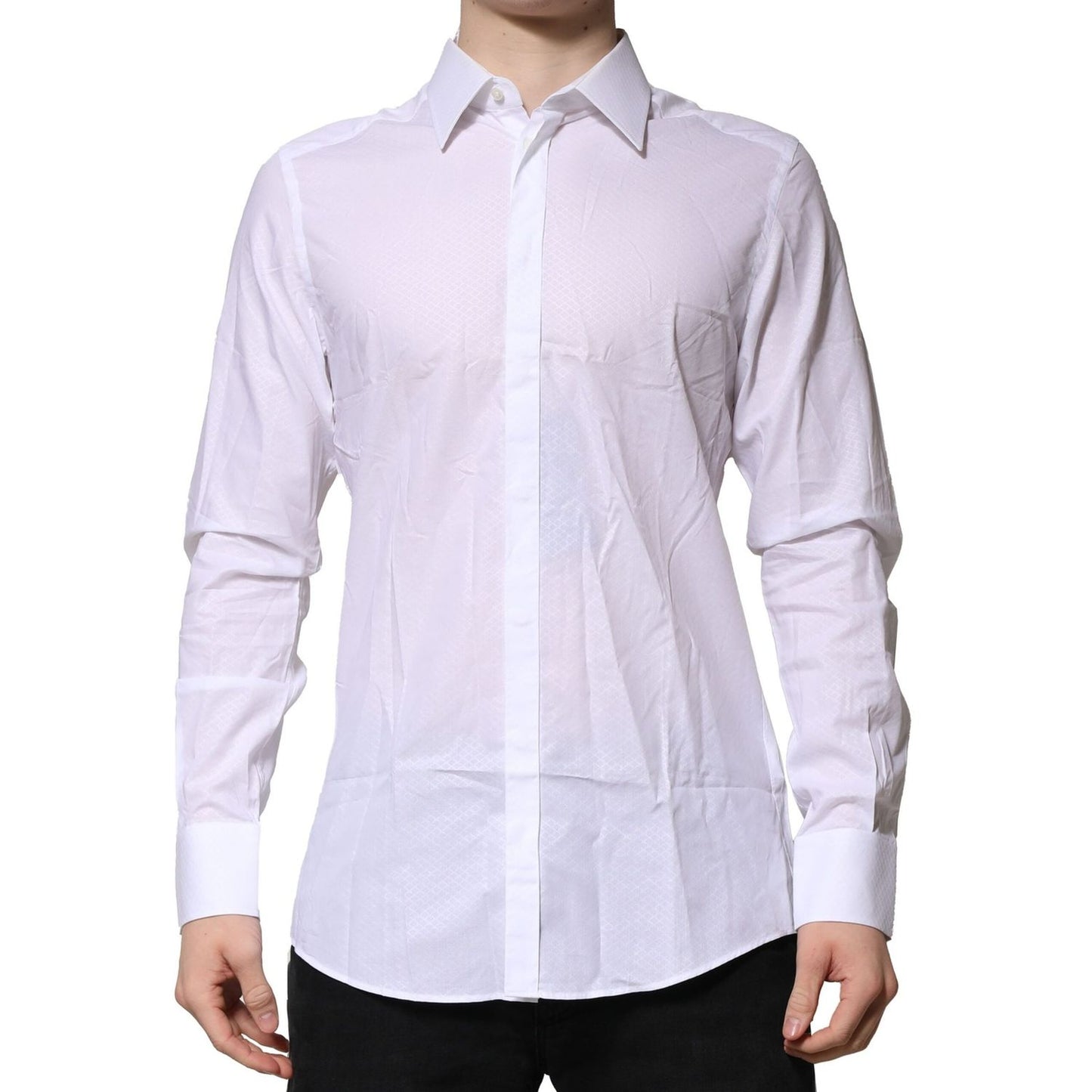 Dolce & Gabbana White MARTINI Long Sleeve Dress Formal Shirt