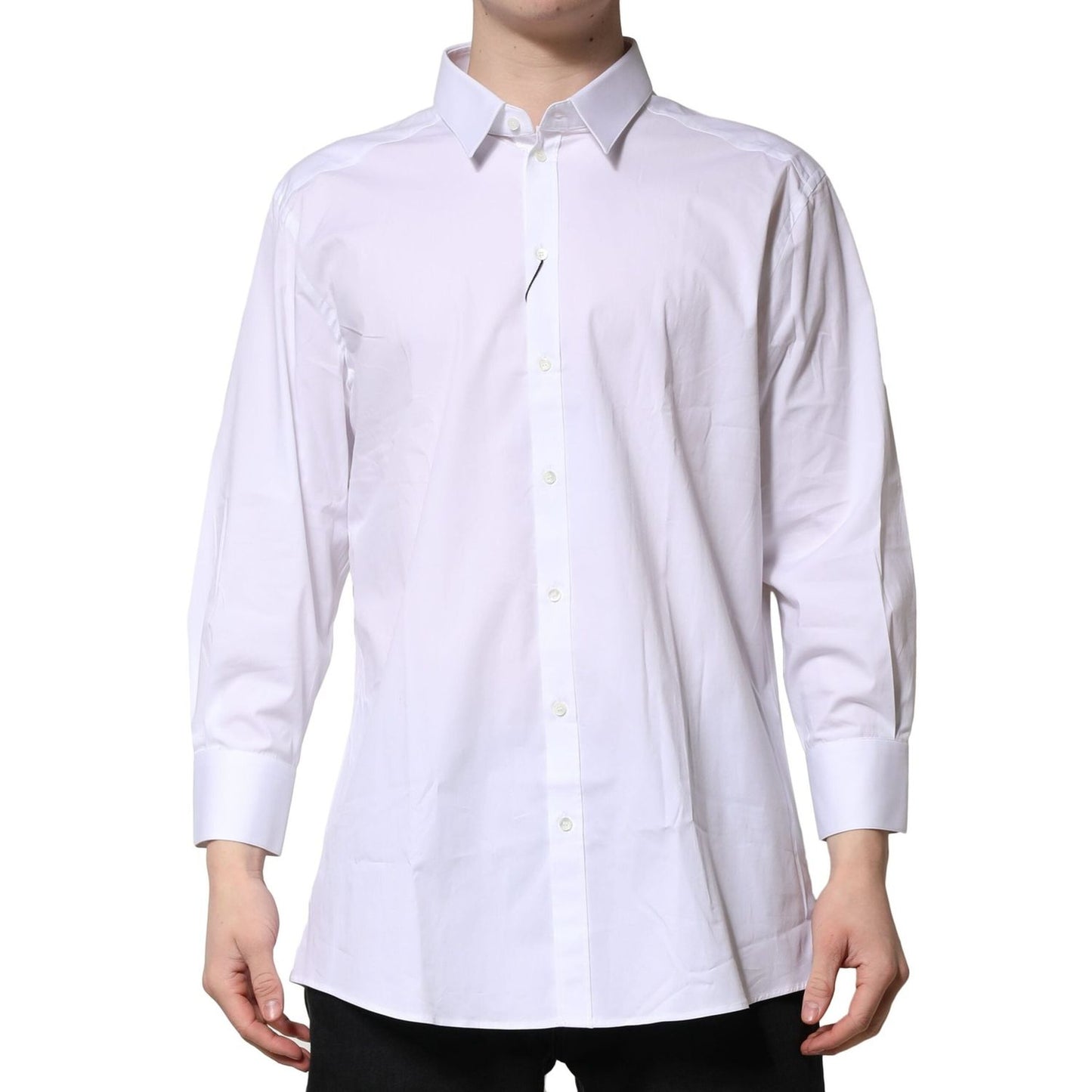 Dolce & Gabbana White GOLD Long Sleeve Dress Men Formal Shirt