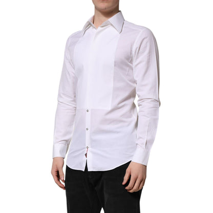 Dolce & Gabbana White GOLD Cotton Poplin Dress Formal Shirt