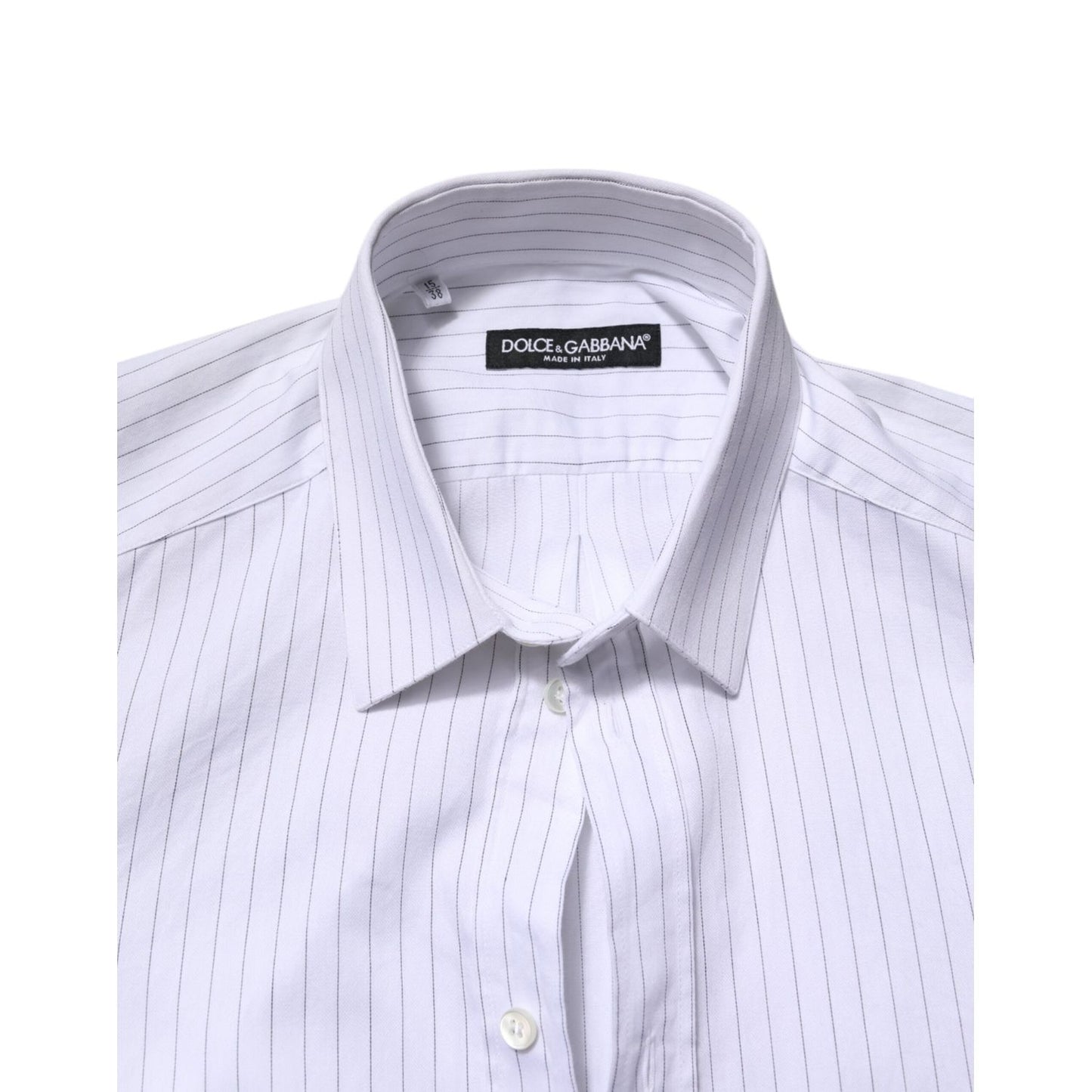 Dolce & Gabbana White Stripes Cotton Long Sleeve Formal Shirt