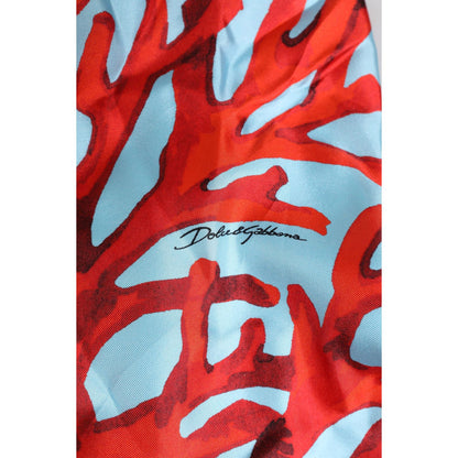 Dolce & Gabbana Blue Red Coral Print Wrap Robe Coat Jacket