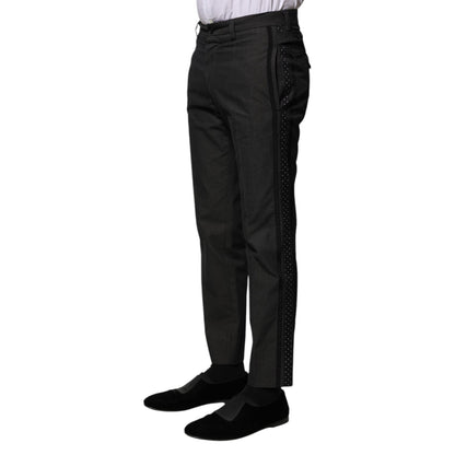 Dolce & Gabbana Gray Cotton Patterned Formal Pants