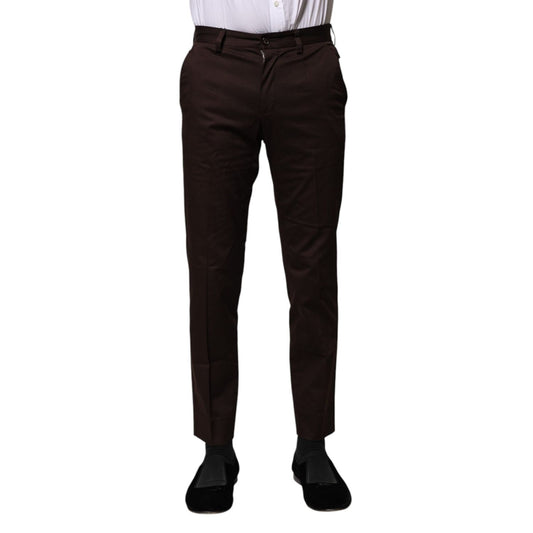 Dolce & Gabbana Brown Cotton Formal Dress Pants