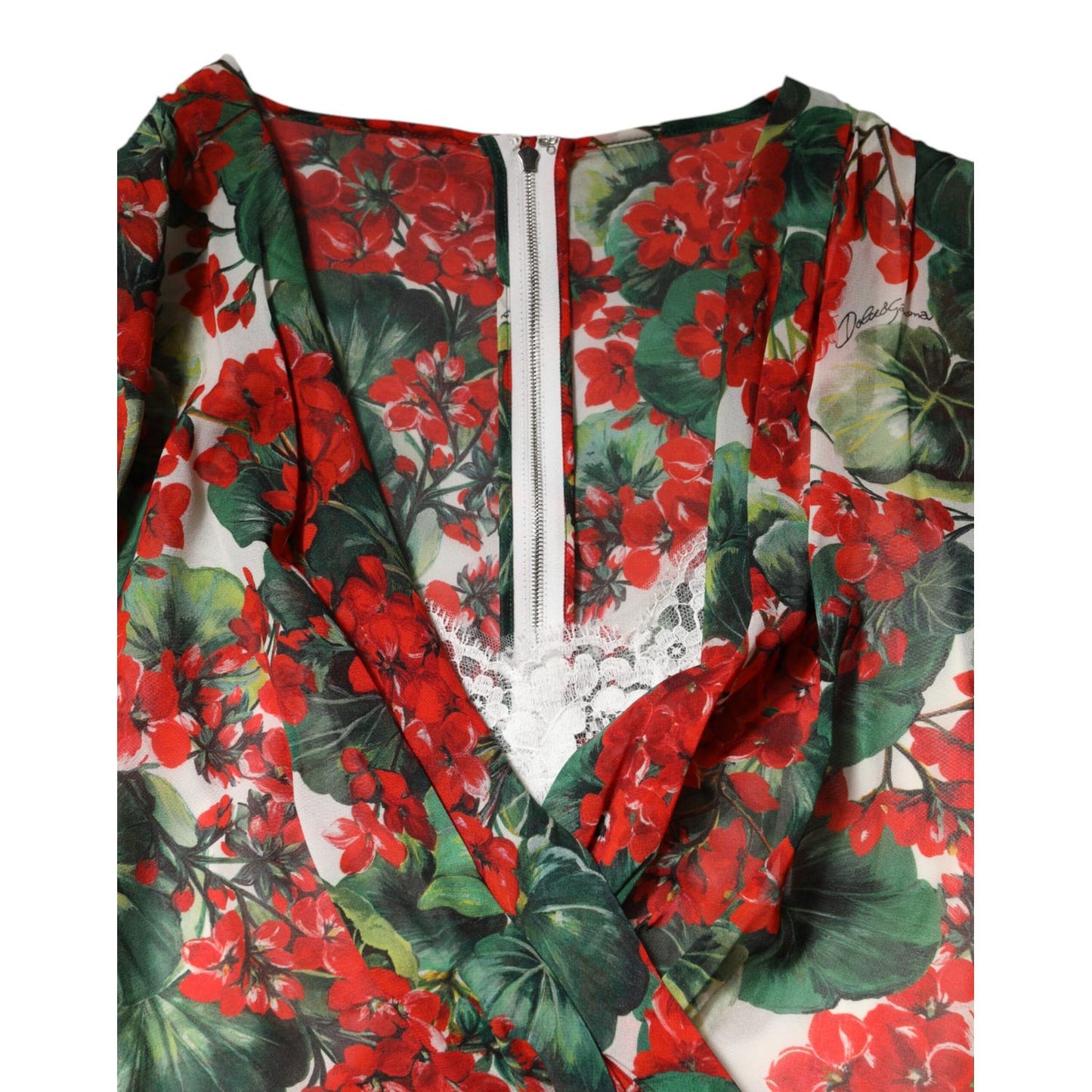 Dolce & Gabbana Multicolor Floral Long Sleeves V-neck Dress