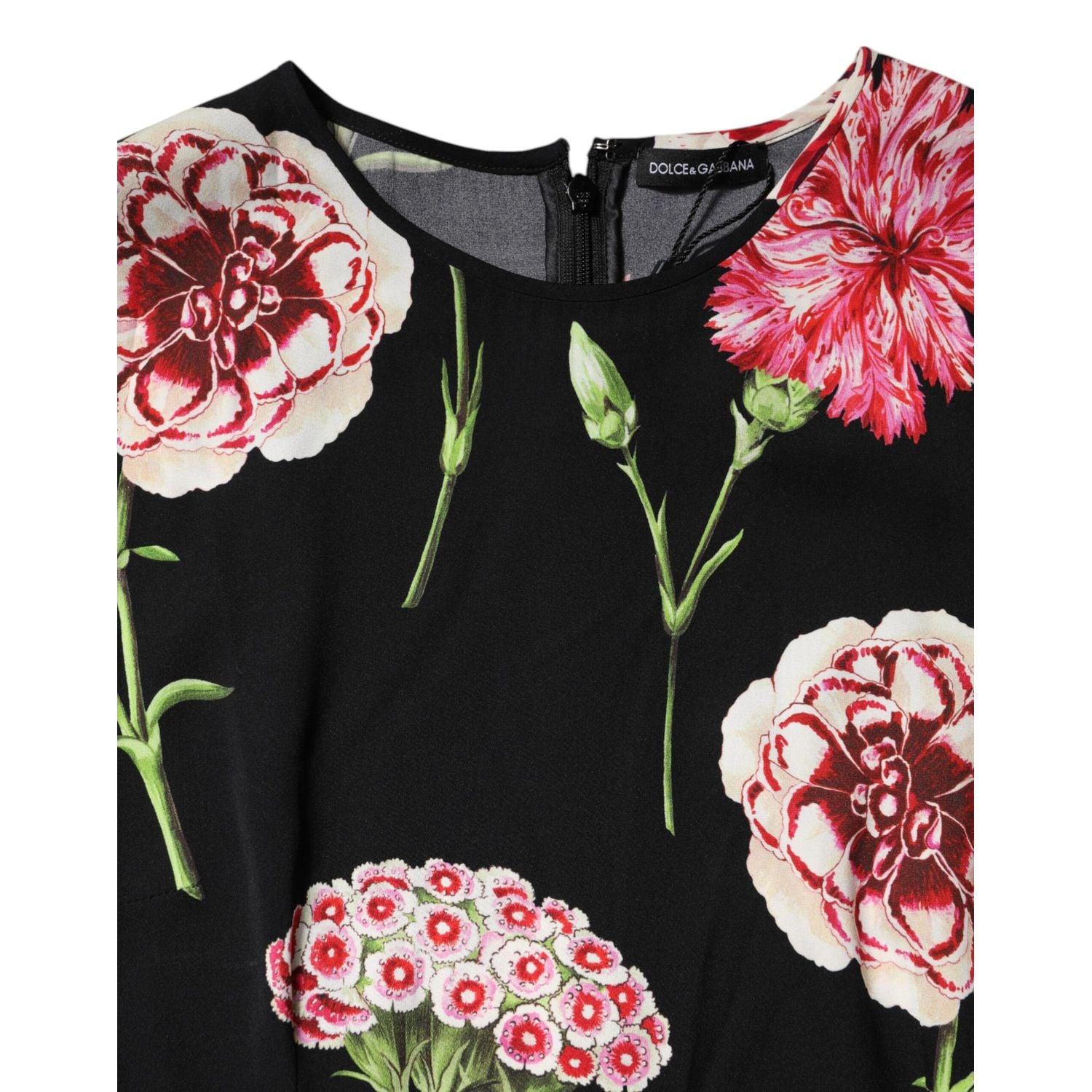 Dolce & Gabbana Black Floral Print Sleeveless Tank Blouse Top
