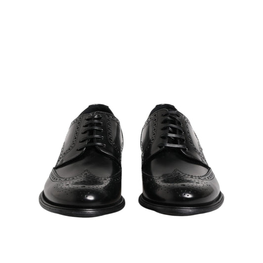 Dolce & Gabbana Black Leather Derby Wingtip Formal Shoes MV7256-41