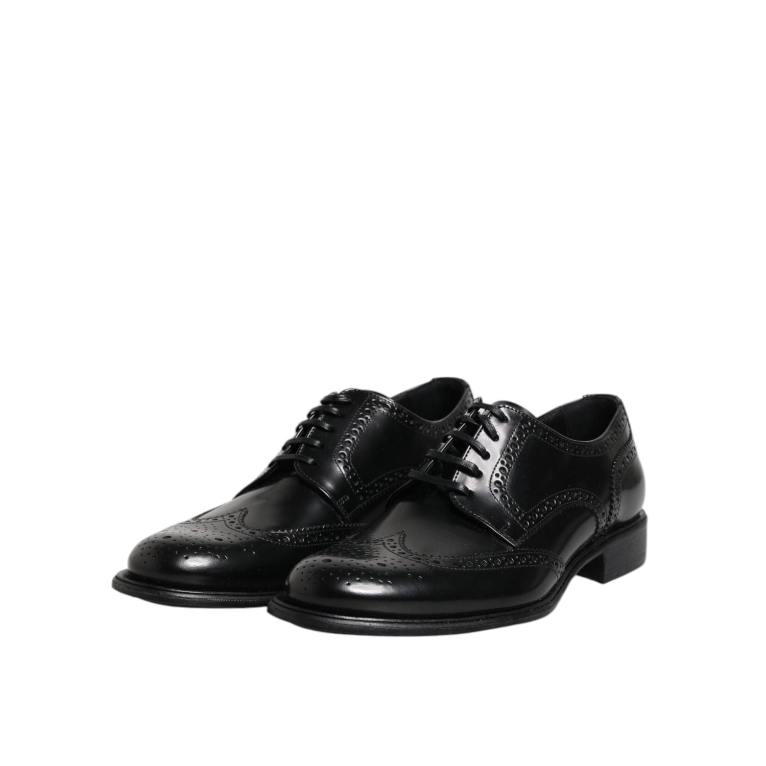 Dolce & Gabbana Black Leather Derby Wingtip Formal Shoes