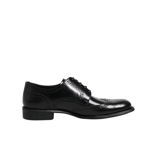 Dolce & Gabbana Black Leather Derby Wingtip Formal Shoes MV7256-41