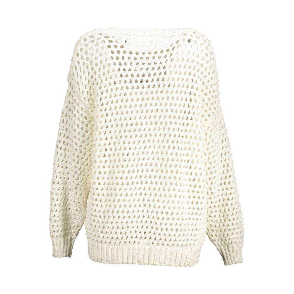 Gant White Cotton Women Sweater GA-14738-L