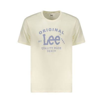 Lee Beige Cotton Men T-Shirt with oversized logo and classic design
