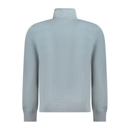 Back view of Napapijri Gray Cotton Men Sweater with high collar detail.