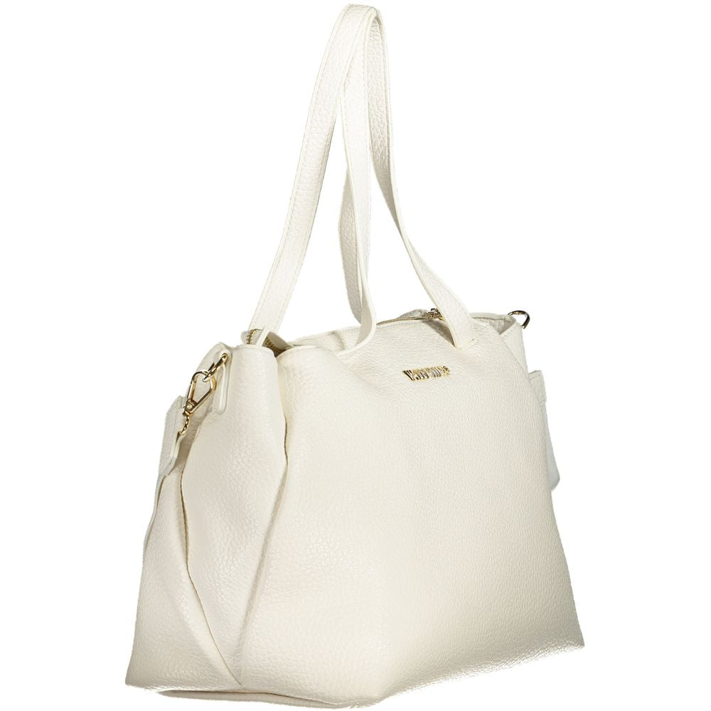 Mario Valentino White Polyethylene Women Handbag with shoulder handles and detachable strap.