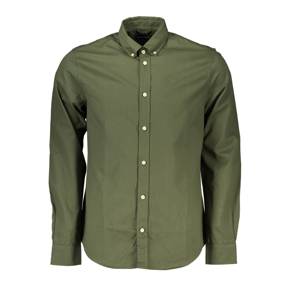 North Sails Green Cotton Men Shirt NO-23643-S