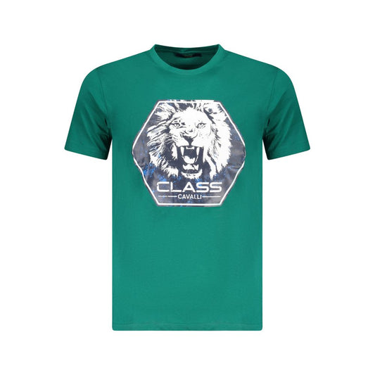 Cavalli Class Green Cotton T-Shirt CA-36647-M