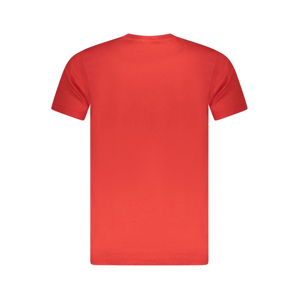 Cavalli Class Red Cotton Men T-Shirt, back view showcasing vibrant red color and soft cotton fabric.