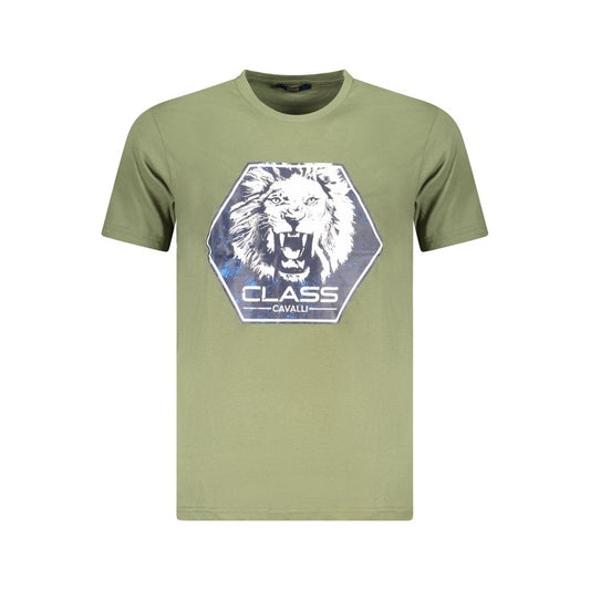 Cavalli Class Green Cotton Men T-Shirt CA-36662-M