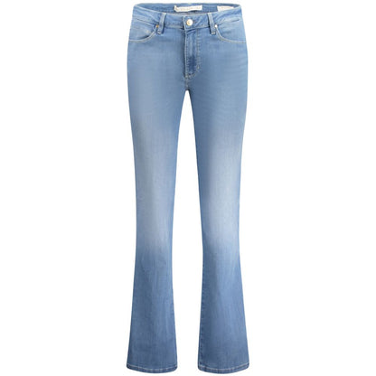 Guess Jeans Blue Cotton Women Jeans, stylish mid-rise, organic cotton blend, flattering fit with a classic 5-pocket design, washed effect