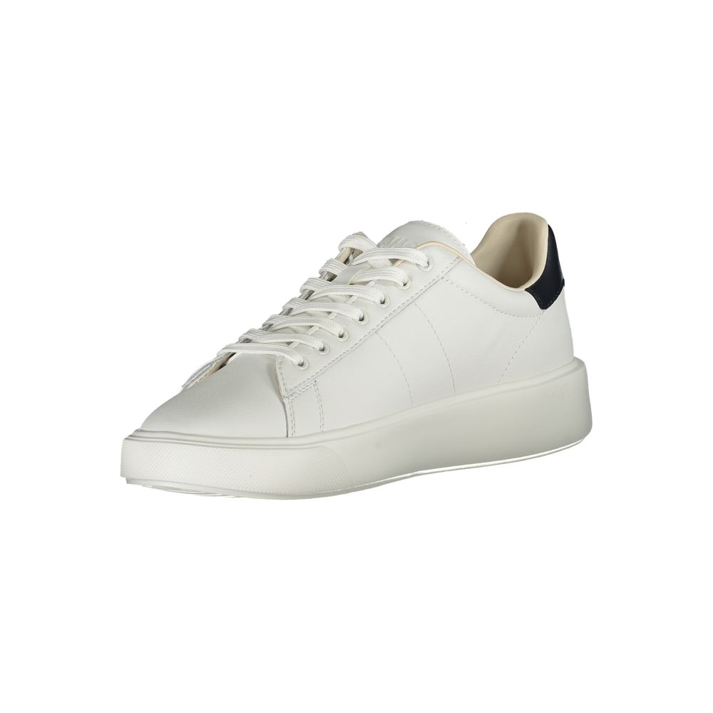 Blauer White Polyethylene Men Sneaker with blue accents for contemporary style, made of polyester, leather, and polyethylene.