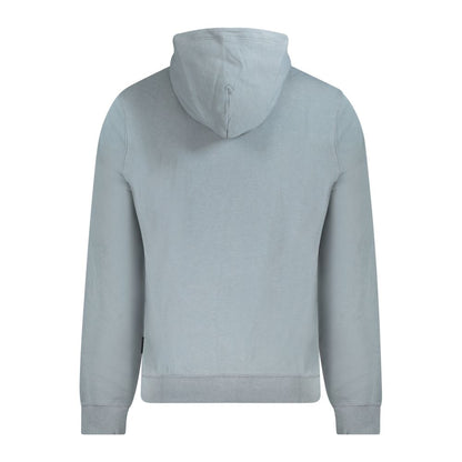 Back view of Napapijri Gray Cotton Men Sweater, showcasing hood and regular fit, ideal for casual style and comfort.