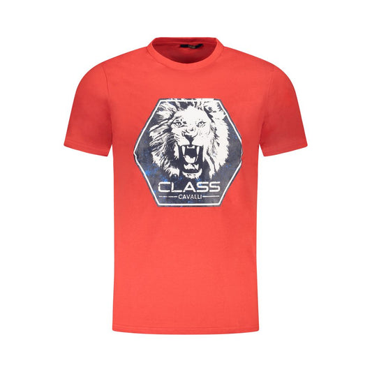 Cavalli Class Red Cotton Men T-Shirt CA-36710-M