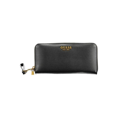 Guess Jeans Black Polyethylene Women Wallet with zip closure and compartments, perfect for modern fashion enthusiasts.