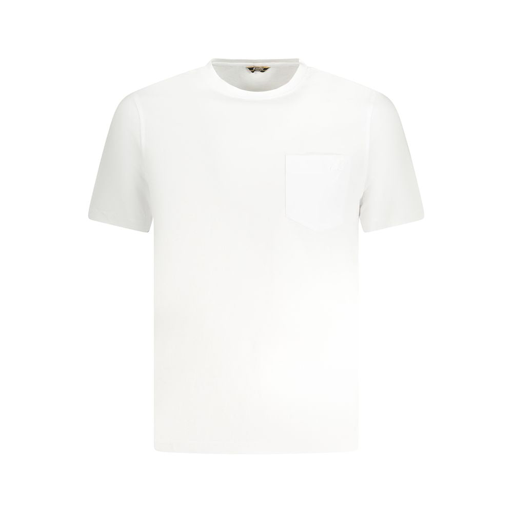 K-WAY White Cotton T-Shirt with short sleeves, crew neck, front pocket, and logo application.