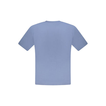 Back view of North Sails Blue Cotton Men T-Shirt, showcasing short sleeves and crew neck style, made from 100% premium cotton.