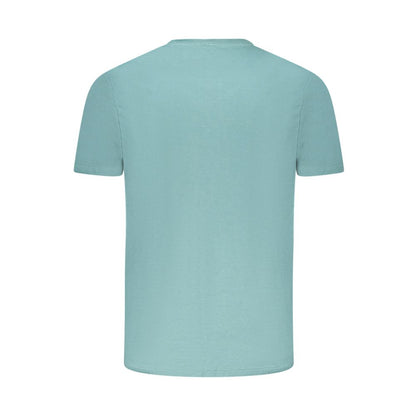 Back view of Lee Green Cotton Men T-Shirt with short sleeves and crew neck, showcasing its vibrant green color and comfortable fit.