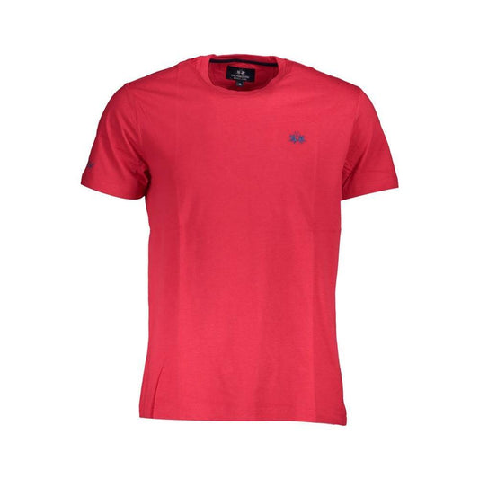 La Martina Red Cotton Men T-Shirt LA-37220-M