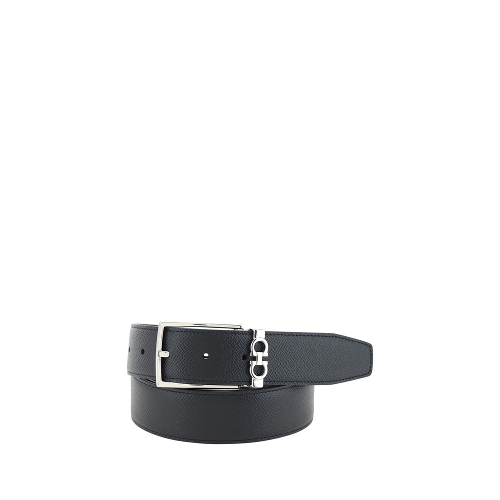 Ferragamo Black Calf Leather Bos Taurus Regular Belt