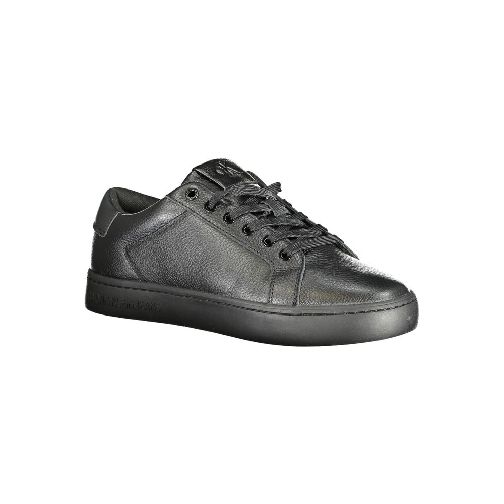 Calvin Klein Black Polyethylene Men Sneaker with removable footbed and premium materials, featuring iconic logo for urban style.